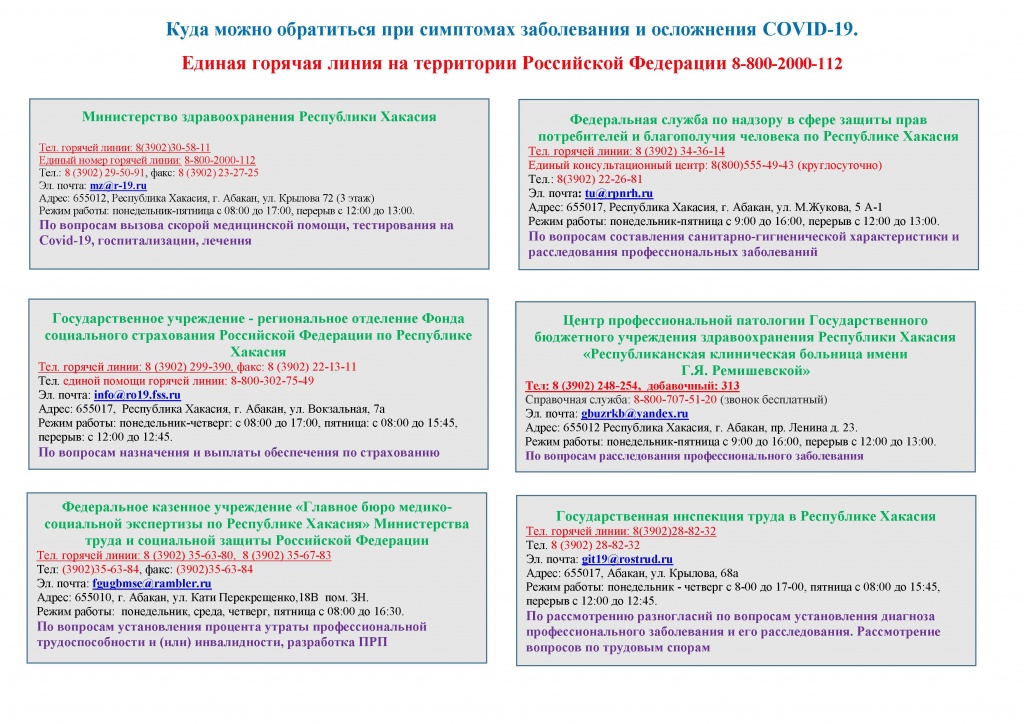 Куда можно обратиться при симптомах заболевания и осложнения COVID-19